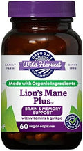 Oregon'S Wild Harvest Lion'S Mane Plus Brain & Memory Support With Vitamins & Ginkgo Organic 60 Count