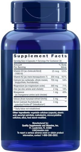 Life Extension Bone Restore + Vitamin K2 Vitamins & Minerals Maintain Bone Health & Strength - Fortifying Nutrients Calcium, D3 & Important Bone Building Minerals - Non-Gmo, Gluten--120 Capsules