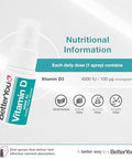 Betteryou Atrilly Dlux4000 Vitamin D Oral Spray Vitamin D3 Supplement Natural Peppermint Flavour