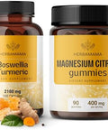 Herbamama Turmeric Boswellia And Magnesium Kit - Bundle Of Turmeric With Boswellia Capsules & Magnesium Citrate Gummies - Vegan Non Gmo - 2 Pack