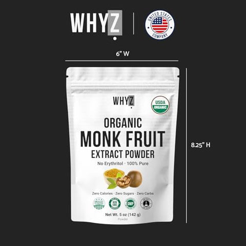 Organic Monk Fruit Extract, 5 oz, Pure Monk Fruit Sweetener Organic No Erythritol and Zero Calorie, Sugar Substitute, Powdered Monkfruit Sweetener Keto and Paleo Diet Friendly, 458 Servings