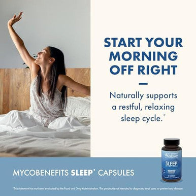 Host Defense Mycobenefits Sleep Capsules Rest Support For Healthy Sleep Quality Calming Supplement With Magnesium Lion'S Mane 60 Capsules (30 Servings)