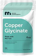 Copper Glycinate With Mct Oil 500 Softgels 4 Mg Elemental Copper Per Serving Chelated Copper Mineral Supplement Essential Trace Mineral NonGmo Cgmp Manufactured