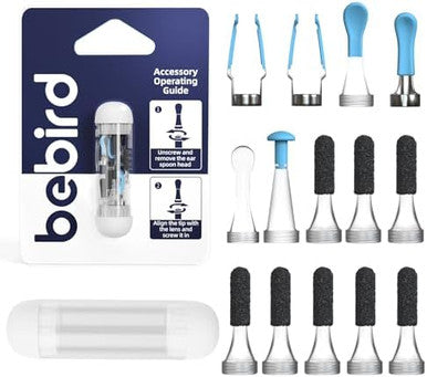 Bebird Official Original Accessory Only For Earsight Plus Or R1 Ultra 14 Pcs Tip For Wet/Dry Wax Cleaning Ear Spoons Accessories Set ( Spiral Structure)
