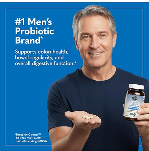 Garden Of Life Raw Probiotics Men 50 & Wiser - 85 Billion Live Cultures - Supports Immune Colon & Gut Health 90 Vegetarian Capsules