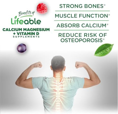Lifeable Calcium Magnesium And Vitamin D Gummies Great Tasting Calcium Magnesium Supplement For Bone Health Calcium Gummies For Adults 90 Gummies