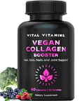 Vital Vitamins Vegan Collagen Booster Plant Based Collagen Supplements Supports Hair Skin Nails and Joints with Hyaluronic Acid 60 Capsules