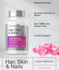 Horbaach Hair Skin and Nails Vitamins 150 Caplets with Biotin and Collagen Supplement for Women and Men NonGMO Gluten Free