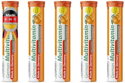 TandD German Multvitamin 10 Vitamins 40 Vegan Drink Effervescent Tablets Orange Flavor Made in Germany