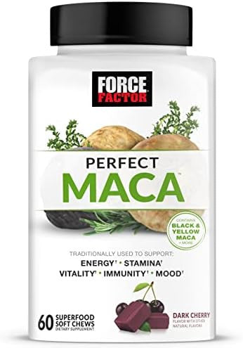 Force Factor Total Beets Nitric Oxide Powder And Perfect Maca Root Chews Energy Mood And Balance Supplement Bundle