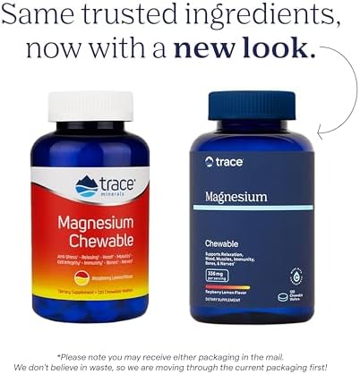 Trace Minerals Magnesium Chewable Supplement Promotes Calm Focus and Muscle Relaxation Supports Optimal Sleep and Digestion Sugar Free Raspberry Lemon 120 ct 30 Servings