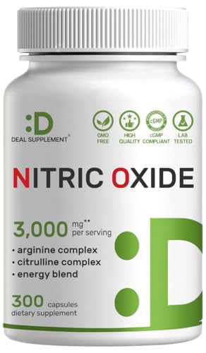 Deal Supplement Nitric Oxide Supplement 300 Capsules 3000Mg