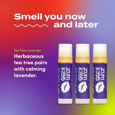 Zum Indigo Wild Kiss Stick - Natural Lip Balm With Organic Beeswax Sunflower Oil & Vitamin E - Flavored Hydrating Lip Moisturizer - Tea Tree & Lavender (3 Pack)