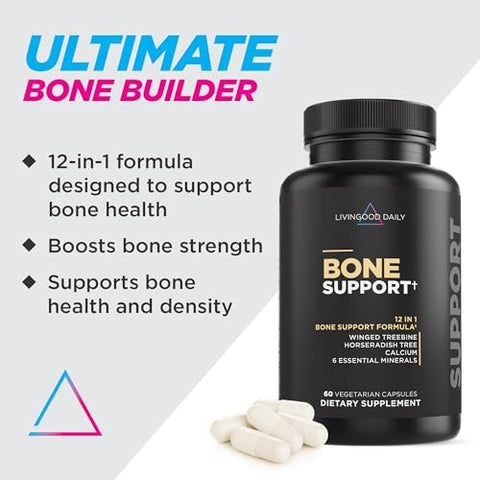 Livingood Daily Calcium Supplement For Women And Men Bone Support With Vitamin C Vitamin D3 K2 Magnesium Zinc Calcium Vegetarian Capsules Non Gmo Gluten 60 Count