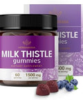 Herbamama Milk Thistle Supplement - 1500Mg Milk Thistle Seed Gummies For Liver Cleanse - Vegan Non-Gmo Liver Support With Silybum Marianum - 60 Pectin-Based Blueberry-Flavored Chews