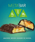 No Sugar Meta Bar Chocolate Caramel + Peanut Flavour Low Carb Snacks Keto Food Sugar Treats Gluten Healthy Snack Foods Diabetic Friendly Ketogenic Products (12 X 40G Bars = 480G Box)