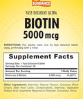 Sundance Fast Dissolve Biotin 5000Mcg 30 Tablets Essential Bvitamin Natural Berry Flavor Vegetarian Nongmo And Gluten Supplement