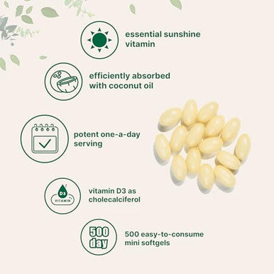 Micro Ingredients Vitamin D3 500 Softgels 5000 Iu