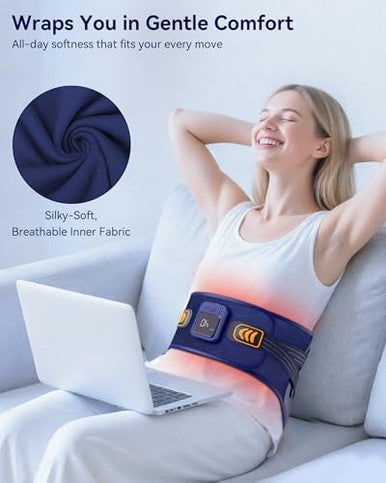 Conlwin 68" Cordless Heating Pad For Back Pain Relief With 5 Heat & 6 Vibration Lower Back Massager With 4D Butterfly Support Portable Heating Pad For Women Men Mom Dad
