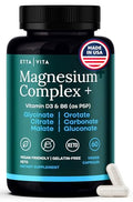 Magnesium Complex for Women and Men 500mg (7in1) Magnesium Glycinate with D3 and B6 Glycinate Citrate Malate Taurate and Orotate Daily Wellness Support 60ct [OxideFree]