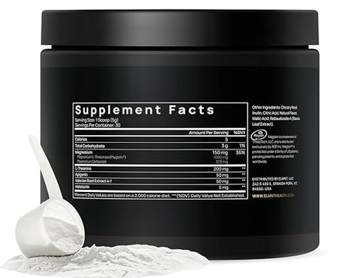 Terra Elmnt Triple Sleep Magnesium L-Threonate Powder W. Apigenin L-Theanine Melatonin - Magtein Magnesium L Threonate Supplement - High Strength Magnesium For Deep Sleep & Calm Natural Sleep Aid For Adults