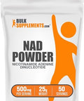 Bulksupplements.Com Nad Powder - Nicotinamide Adenine Dinucleotide, Nad Supplement 500Mg - For Energy Support, Pure & Gluten Free, 500Mg Per Serving, 10G (0.35 Oz) (Pack Of 1)