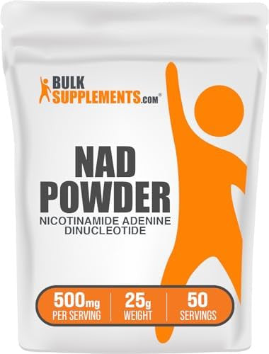 Bulksupplements.Com Nad Powder - Nicotinamide Adenine Dinucleotide, Nad Supplement 500Mg - For Energy Support, Pure & Gluten Free, 500Mg Per Serving, 10G (0.35 Oz) (Pack Of 1)