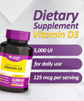 Prati Donaduzzi Vitamin D3 5000 Iu (125 Mcg) Softgels 500 Day Supply Extra Strength Daily Supplement For Bone And Teeth Support