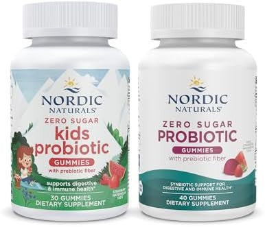 Nordic Naturals Vegan Probiotic Gummies Bundle Zero Sugar Kids Probiotic Gummies Strawberry Watermelon Flavor 30 Gummies Zero Sugar Probiotic Gummies Strawberry Watermelon Flavor 40 Gummies