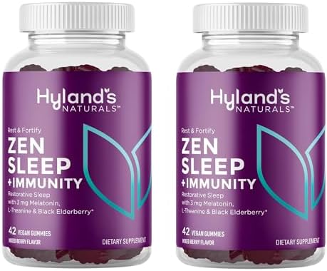 Hyland'S Rest And Fortify Zen Sleep Aid And Immune Support 42 Vegan Gummies With Melatonin And Ltheanine For Sleep Support And Organic Black Elderberry Vitamin C And Zinc