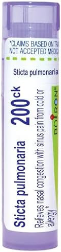 Boiron Sticta Pulmonaria 200Ck For Nasal Congestion With Sinus Pain From Cold Or Allergy 80 Pellets