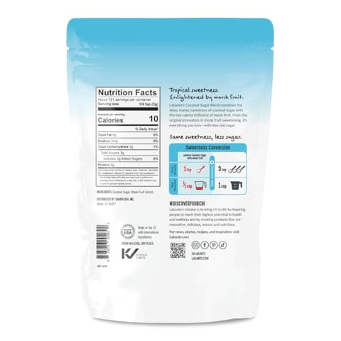 Lakanto Coconut Sugar with Monk Fruit Sweetener - Reduced Sugar for Coffee, Tea, Oatmeal, Cooking, Baking, Sauce, Desserts, Drinks, Smoothies, Protein Shakes, Marinade, Glaze (1 lb)