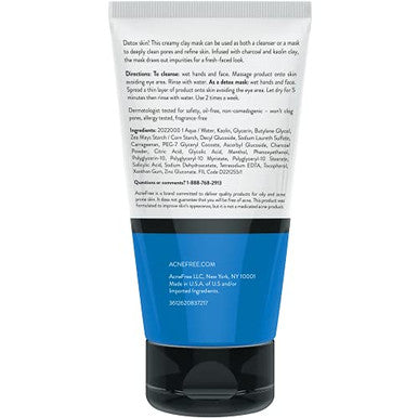Acnefree Acne Free Kaolin Clay Detox Mask 5Oz With Charcoal Kaolin Clay Vitamin E + Zinc Cleanser Or Mask For Oily Skin To Deeply Clean Pores And Refine Skin
