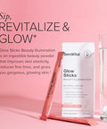 Serovital Glow Sticks Sugar-Free Powder Drink Mix With Hyaluronic Acid Ceramides Electrolytes For Skin Hydration In 14 Days Sun-Kissed Citrus Flavor 28 Packets