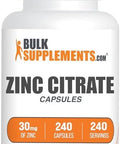 Bulksupplements.Com Zinc Citrate Capsules - Zinc Supplements, Zinc 30Mg, Zinc Capsules - Immune Support Supplement, Gluten Free, 1 Capsule Per Serving, 240 Capsules (Pack Of 1)
