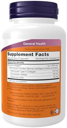 Now Foods Supplements Biocell Collagen Hydrolyzed Type Ii Clinically Validated 120 Veg Capsules