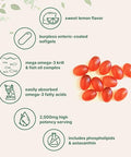Micro Ingredients Mega Omega-3 Krill & Fish Oil 2000Mg Equivalent 240 Softgels Lemon Flavored Burpless Essential Fatty Acids & Astaxanthin Epa 350Mg Dha 230Mg Heart & Brain Supplement