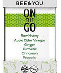 Bee And You On The Go Immune Support Supplement Raw Honey Propolis Extract Apple Cider Vinegar Ginger Turmeric Cinnamon Superfood Great Tasting For Kids And Adults 7 Pack