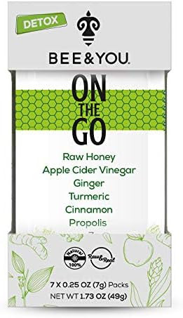 Bee And You On The Go Immune Support Supplement Raw Honey Propolis Extract Apple Cider Vinegar Ginger Turmeric Cinnamon Superfood Great Tasting For Kids And Adults 7 Pack