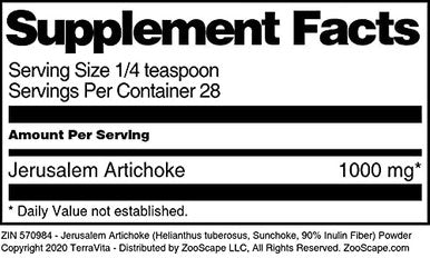 Terravita Jerusalem Artichoke (Helianthus Tuberosus, Sunchoke, 90% Inulin Fiber) Powder (1 Oz, Zin: 570984)