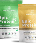 Sprout Living Epic Protein Bundle Vanilla Lucuma & Green Kingdom (20G Organic Plantbased Protein Powder Vegan Gluten Superfoods) 1Lb 12 Servings