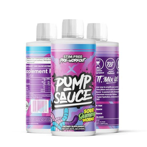 Pump Sauce Pre-Workout - 32 Oz Sour Gummy Worms No Caffeine Full Spectrum Liquid Gluten Free Vegan Zero Sugar