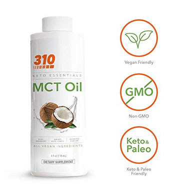 Vegan Organic Plant Protein Powder And Meal Shake With Shaker Cup And 2 Oz Mct Oil By 310 Nutrition Gluten Dairy And Soy 0G Of Sugar Keto And Paleo Friendly (Chocolate)