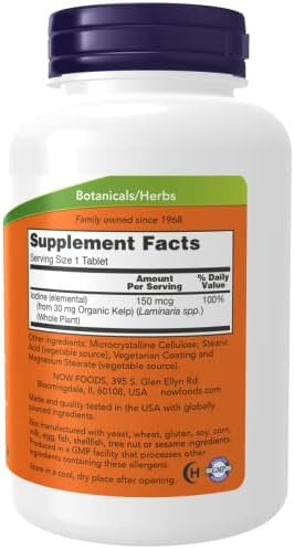 Now Foods Kelp 150Mcg Of Natural Iodine 200 Tablets