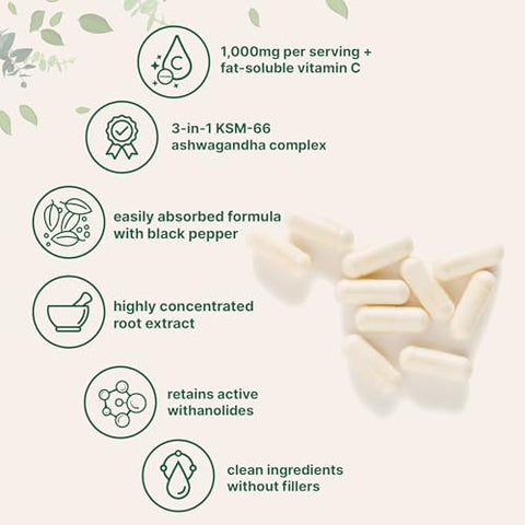 Micro Ingredients Ksm-66 Ashwagandha 1000Mg Per Serving 120 Veggie Capsules With Black Pepper For Better Absorption & Fat Soluble Vitamin C Potent Root Extract Stress Relaxation & Sleep Support Filler Free