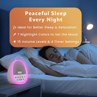 Drowseflow White Noise Sound Machine For Sleep 29 Non-Looping Sleep Sounds 7-Color Nightlight 4 Timers Memory Usb-C Charging Hanging Rope For Crib/Stroller For Baby Kids Adults Travel.