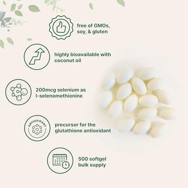 Micro Ingredients Selenium Supplements For Women & Men 200Mcg 500 Softgels With Coconut Oil Essential Trace Mineral As Selenomethionine Antioxidant For Energy Heart & Immune Support