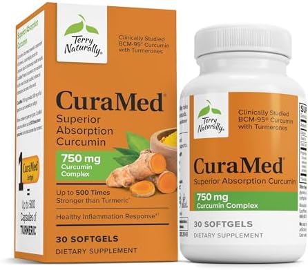 Terry Naturally Curamed 750Mg Antioxidant Supplement For Brain & Heart Health Support Dietary Supplement With Highpotency Curcumin Complex Kidney Liver & Immune Health Support 90 Softgels