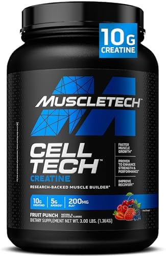 Creatine Monohydrate Powder Muscletech Celltech Creatine Post Workout Recovery Drink Muscle Builder For Men & Women Muscle Building Supplements Fruit Punch 3 Lbs (27 Serv)