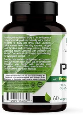 Emerald Laboratories Pea+ With Levagen+ - Support Joint & Muscle Health With Meriva Curcumin, Optimsm & Levagen+ Pea - Non-Gmo, Vegan, Gluten- - 60 Vegetable Capsules